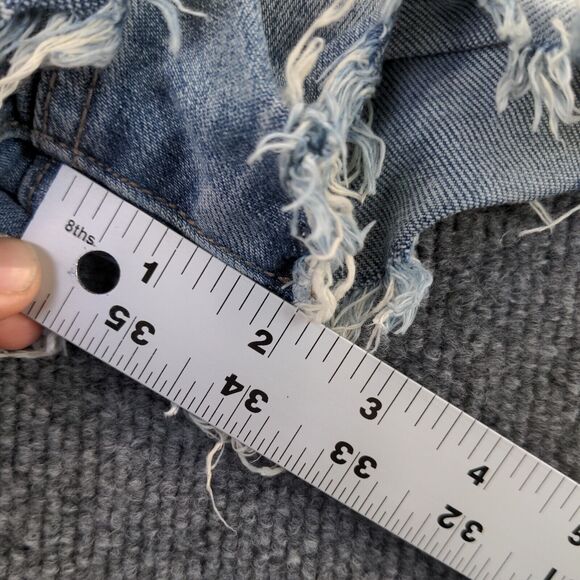 PINK Victorias Secret Jean Shorts Womens Size 6 Blue Denim Distressed Raw Hem - Picture 4 of 11